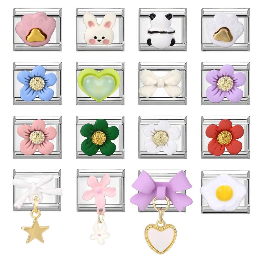 1 chiếc vòng tay mô-đun tự làm có họa tiết hoa, nơ, trái tim, bướm, thích hợp làm quà tặng tiệc cho bạn bè/cặp đôi, thích hợp cho Giáng sinh, năm mới, Halloween, ngày lễ tình nhân - M285163 M285164 - Xem 1