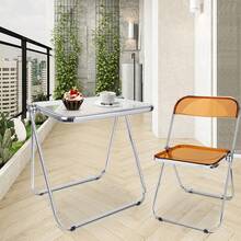 Lot de 1 Chaise Pliante en Plastique, Chaise de Salle à Manger en Acrylique, Chaises de Cuisine pouvant supporter 150kg, 46*46*75cm - Jaune citron - Voir 2