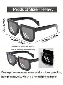 8 件马赛克眼镜，适用于派对、婚礼、像素眼镜和其他有趣场合，夏威夷派对用品（大号） - 黑與白 - 查看 8