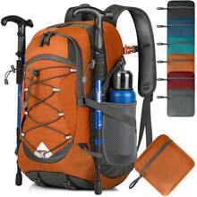 NEWHEY 40升轻便可折叠背包，男女通用防水露营徒步背包，适合户外运动旅行远足 - 彩色 - 查看 3