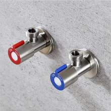 Stainless Steel Angle Valve Set, 3-Way Diverter For Toilet, Faucet, Water Heater, Universal 4 Split Pipe Thread Interface, Adjustable Water Flow, Cold Hot Water Stop Valve, Faucet Inlet Shut Off Valve, Centerset Mount, Built-In Water Filter, No Connector Thread Standard
