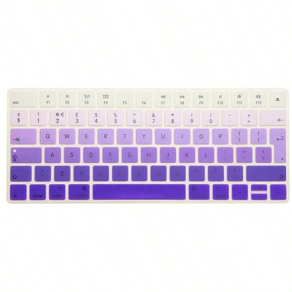 1 件英文彩色渐变键盘保护膜，适用于 IMac Magic 无线键盘 MLA22LL/A（型号：A1644），紫色和彩虹防水硅胶键盘保护膜