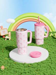 24oz Tumbler With Handle, Vacuum Insulated Stainless Steel Travel Mug And Straw, Vacuum Insulated Water Bottle, Insulated Cup, Reusable Stainless Steel Bottle - Keeps Drinks Cold Up To 24 Hours