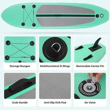 Stand Up Paddling Board 305cm Adults Inflatable Stand Up Paddle With All Accessories, For All Skill Levels, 200kg Load Capacity For 2 People - 綠色 - 查看 4