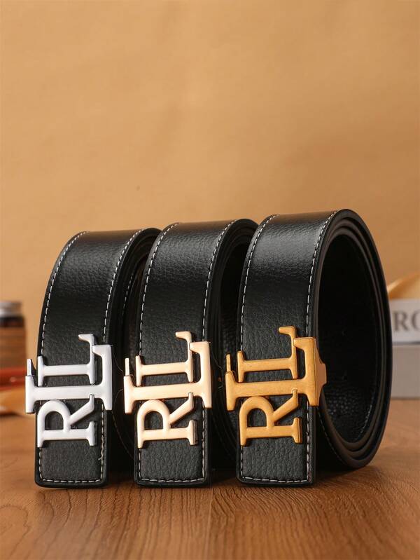 1pc Men's Casual Letter R Buckle Belt, Minimalist Versatile Fashion For Young Adults & College Students