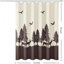 New Fabric Shower Curtain Liner  Hem Weighted Bottom, Elk Deer Waterproof 12 Rust Ristant Grommets Hotel Quality, 72 X 72 Hine Washable - Elk Deer - View 4