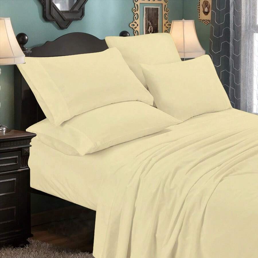 6-Piece Luxurious Super-Soft Bedsheet Set With Deep Pockets -  Friendly, Breathable, Wrinkle Free, Machine Washable - Kem - Xem 1