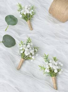 1pc White Elegant Partysu Boutonniere For Men Wedding Boutonniere White Bohemia