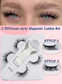 2 Pairs Magnetic Fake Eyelashes With Clips, Handmade Magnetic Crossed Lashes That Don't Require Glue, Suitable For Girls To Elongate Eyes