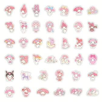 Sanrio 40 件 Kawaii My Melody 动漫贴纸贴花笔记本电脑吉他摩托车手机行李汽车 DIY 卡通可爱贴纸适用于儿童玩具、学校用品、返校