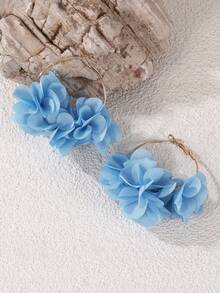 2pcs/Set Girls' Colorful Faux Flower Earrings, Daily Decoration - Multicolor - View 10