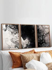 3Pcs/Set, Optional Frame, High Quality Print Painting, Modern Style, Black And White, Abstract, Portrait, Texture, Wall Art Poster, Home Decoration, Suitable For Living Room, Sofa, Bed, Hallway, Bedroom, Bathroom, Office, Perfect Art Gift ,Wall Art With Frame
