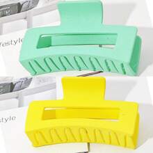 2 件装 牛油果绿渐变色简约百搭粗大号 8.5 厘米方形发夹夏季 - 彩色 - 查看 2