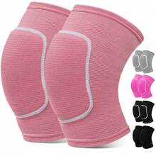 一双排球护膝，适用于舞蹈者男女柔软透气膝盖保护，足球舞蹈瑜伽网球跑步骑行使用 - 彩色 - 查看 1