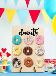 1 Set Donut Wanddisplay Ständer aus Holz, wiederverwendbarer Donut Halter Platte für 9 Donuts, Donut Speisen Buffet Display für Hochzeiten, Baby-Shower, Geburtstags-Feiern und mehr Dekorationen