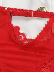 女士性感内衣网眼透视吊带背心 2 件套