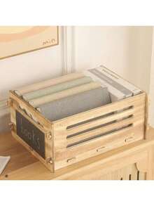 Wooden Record Crate Rustic Box For Home Office Storage Cube Record Organizer,Farmhouse Detachable Kitchen Fruits Vegetable Food Craets - Brown - View 3