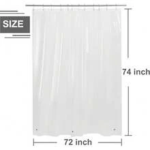 New 74 Inch Shower Curtain Liner  Magnets & Side Magnetic Clips Kit To Keep Closed To Wall, Heavy Duty 72 X 74 Long Shower Liner Clear, 72x74 - 8g.heavy-clear 72"W x 74"L (Pack of 1) - View 6