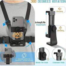 1Pc Universal Mobile Phone Chest Mount Strap Bracket, Suitable For First-Person Perspective Shooting, Outdoor Smartphone POV Video Phone Clamp, Mobile Phone Holder Chest Strap Holder, Waterproof Lightweight And Large-Capacity Portable Accessories, Convenient For Outdoor Live Fishing, Etc - View 3