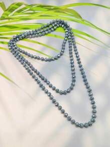 1pc 1.5m Long Crystal Beads Knotted Multi-Layer Simple Daily Wear Necklace For Women