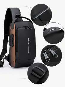 Men's Chest Bag, Large Capacity Shoulder Crossbody Bag With Password Lock, Casual Sports Small Backpack, Motorcycle Bag, Fashionable Men's Bag Suitable For Teen, Casual Outdoor, Athletic, Vacation, Travel, Graduation Gifts, Birthday Accessories