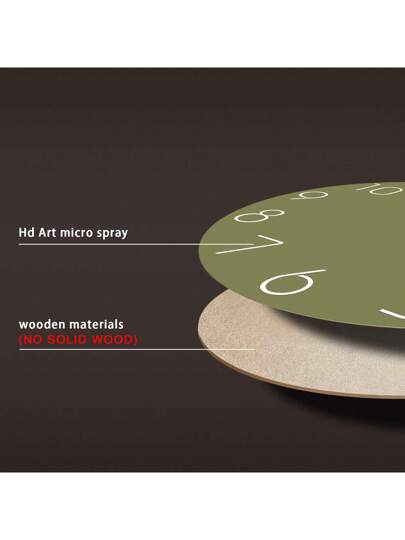 1pc 10 16 Inch Minimalist Grijs Groen Wooden Wand Clock, Battery Powered Quartz Silent Movement, Living Room, Bedroom, Dining Home (Battery Not Included) Back To School Room Supplies view 7