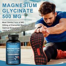 MULITTEA Magnesium Glycinate 500mg | Chelated For Easy Absorption | Highly Purified Essential | For Muscle, Joint, Heart, & Digestive Health - 60 chiếc - Xem 3