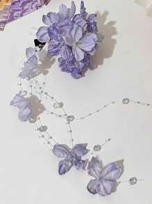 Women's Elegant Hydrangea Embroidery Tassel Hair Clip, Simple Hairpin Suitable For Daily Use, Home, School, Beach Resort, Office, Party, Holiday, Birthday, Back To School, New Year, Valentine's Day, Mother's Day, Wedding, Music Festival, Graduation Season Claw Clips Hair Claws Hair Barrettes
