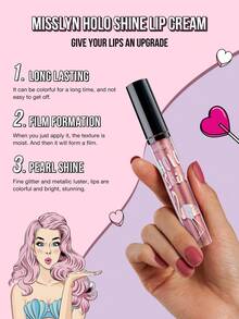 MISSLYN 三件套强效奶油唇膏套装，奶油唇膏，HOLO SHINE LIP CREAM 唇釉，持久高光泽闪粉，奶油般柔滑不粘腻保湿唇膏，奶油缎面高光裸色唇膏 - #95+#05+#142 - 查看 5