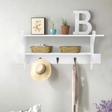 Floating Shelf Wall Shelf Shelf Hook Shelf Key Organizer Wall Mounted Wall Shelf Wall Shelf Floating Shelf Home Decor White - White - View 5