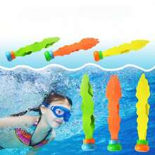 游泳池玩具夏季潜水玩具水下潜水玩草玩具游泳憋气锻炼工具泳池潜水圈玩具夏季潜水池下沉圈套装 - 彩色 - 查看 16