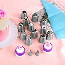 47 Pcs Russian Piping Tips Set, 12 Flower Frosting Nozzles Icing Tips For Cake Decorating Tips Kit, Baking Supplies For Cookie Cupcake, 2 Leaf Piping Tips 2 Couplers 30 Pastry Baking Bags - Silver - View 7