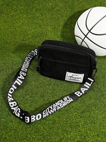 Bolso cuadrado con correa de letra mini, bolso de hombro para la escuela, festival de música, festival Y2K, regreso a la escuela, otoño e invierno - Negro - Ver 11