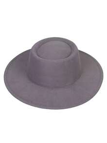 1pc Unisex Solid Color Felt Hat, Retro Gentleman British Style Flat Top Cap, Suitable For Autumn/Winter, Formal Events, Parties, And Casual Daily Wear