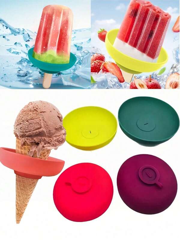 Ice Cream Cone Holder With Drip Protection And Silicone Ice Cream Leak Protector, Reusable To Prevent Ice Cream From Melting And Dripping Onto Hands. Ice Cream Accessories For Summer Parties, Gatherings, And Outdoor Activities