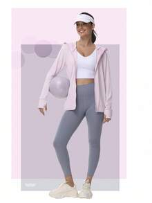 防晒服夏季UPF 50+防紫外线女冰丝透气夹克防紫外线户外防晒连帽薄款钓鱼服 - 淺粉色 - 查看 4