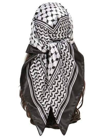 1条女士新款印花方巾，防晒围巾，日常连衣裙头巾