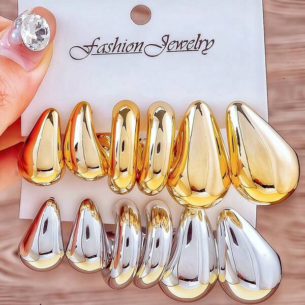 Conjunto de brincos em forma de C em forma de gota d'água da moda, 2 peças a 12 peças, joias diárias femininas