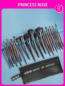 Princess Rose 24pcs Beauty Tools, Makeup Brushes, Brushes Sets With Portable Makeup Brush Bag Natural Goat Hair Powder Foundation Contour Blending Eyeshadow Eyeliner Makeup Tools,Brush Set,Makeup Brush Kit,Make Up Brush Set,Make Up Set Complete,Makeup Brush Set,Complete Makeup Kit,Brush Kit,Brushes Makeup Set,Makeup Gift Set,Set - Brown - View 2