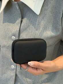 1 Portable USB Data Cable Storage Box, Headphone Storage Bag, Headphone Case, Data Cable Protective Film, Mini Zipper Hard Bag Box, Multi-Functional Mini Storage Bag, A Must-Have For College Dormitories For Travel Storage Bag,Makeup Bag,Cosmetic Bag,Vacation Organizer, Suitable For Cables, Headphones, It Can Be Used For Travel Carrying, Work, School, Dormitory Storage, Boho Vibes