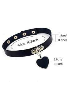 朋克哥特黑色铆钉颈链，适合女性日常佩戴、节日、派对、生日礼物 - 黑色 - 查看 2