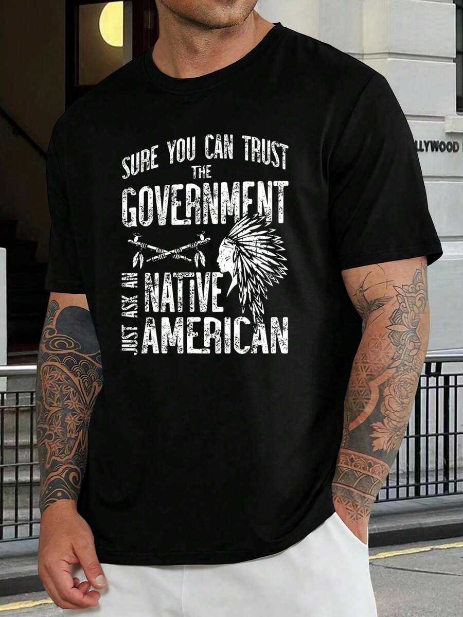 Camiseta de orgullo nativo americano - Camiseta divertida y sarcástica - Ropa informal de protesta - Negro - Ver 1