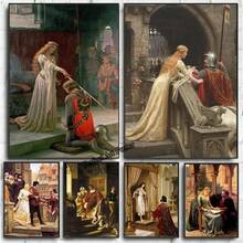 1 件 Edmund Blair Leighton 创作的《Accolade》中世纪骑士油画艺术印刷品客厅墙壁装饰复古海报（可选画框） - 彩色 - 查看 1
