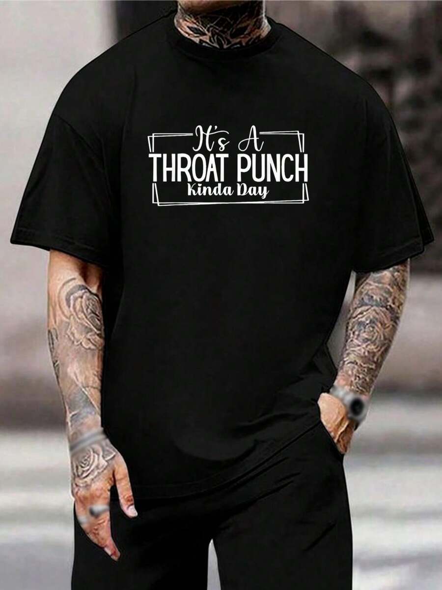 Camiseta gráfica divertida de puñetazo en la garganta - Camiseta negra sarcástica de manga corta para hombre y mujer - Camiseta informal de algodón - Regalo perfecto para marido y amigos - Negro - Ver 1