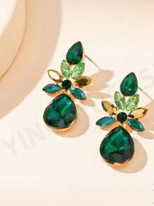 1 par de pendientes de aro con strass a la moda, de estilo coreano clásico europeo y americano, frescos y simples, elegantes de estilo barroco, producto de transfronteriza