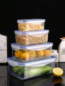 1件套长方形冰箱食品容器，微波炉塑料午餐盒，密封餐盒，适用于食物储存、户外露营 - 彩色 - 查看 3