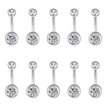 1/7/10pcs Stainless Steel 14G Low-Allergy Navel Rings, Unisex Body Piercing Jewelry