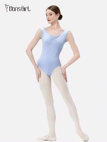 DonsGirl Women's Fitted Ballet Leotard - With Ruched Sleeves And Waist Design | Modern/Classical Dance Performance Costume - Blue - View 10