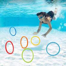 游泳池玩具夏季潜水玩具水下潜水玩草玩具游泳憋气锻炼工具泳池潜水圈玩具夏季潜水池下沉圈套装 - 彩色 - 查看 7