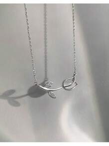 Collier tulipe en pierre d''œil de chat - Élégant et délicat collier ras-de-cou de style français, nouvelle collection Printemps/Été 2025